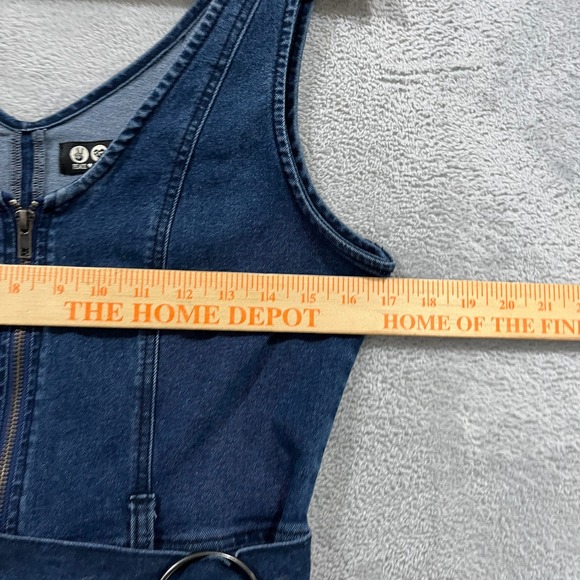 By Rewash Denim Dress Womens Large Zip Front Belted Western Festival - Picture 7 of 8